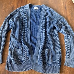 La Hearts Navy Blue Open-Front Cable Knit Cardigan